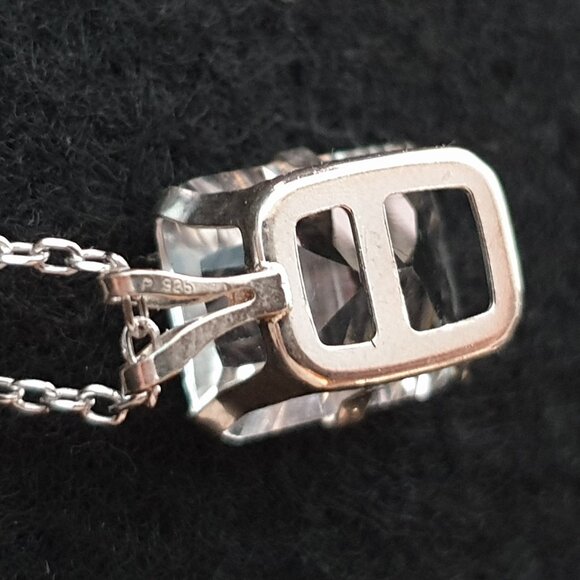 Elegant Vintage Italy 925 Silver 4 CT Genuine White Topaz Minimalist Necklace - Picture 5 of 11